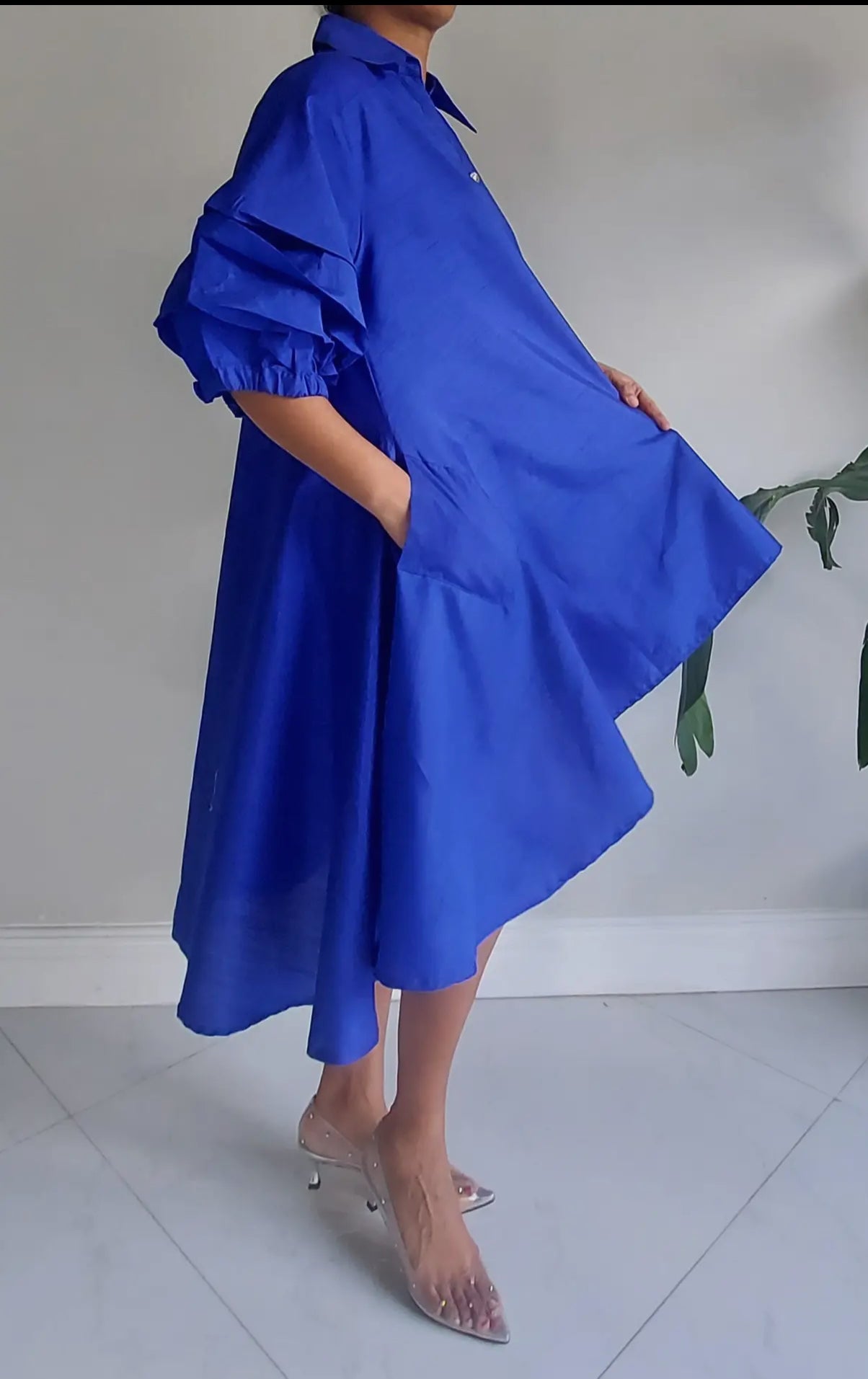 Fancy Swing Shirt Dress _Blue