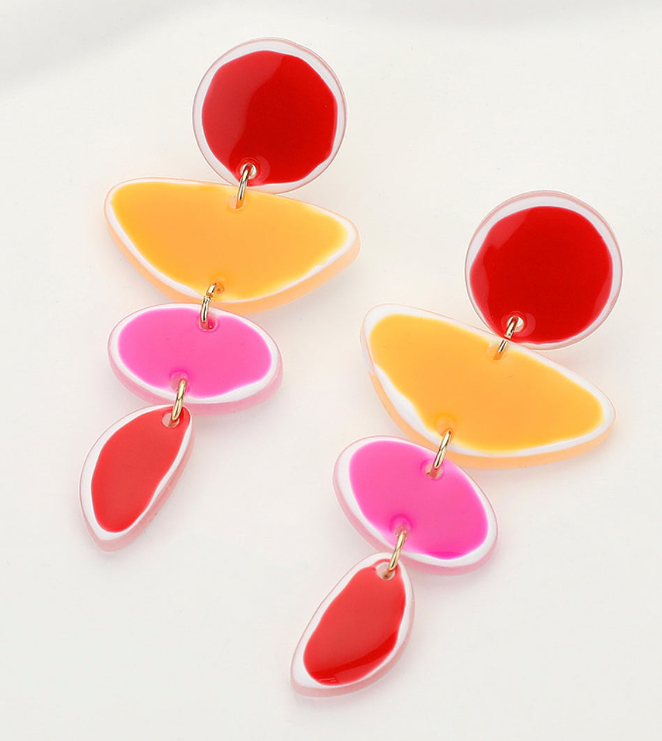 Resin Pebble Link Dangle Earrings