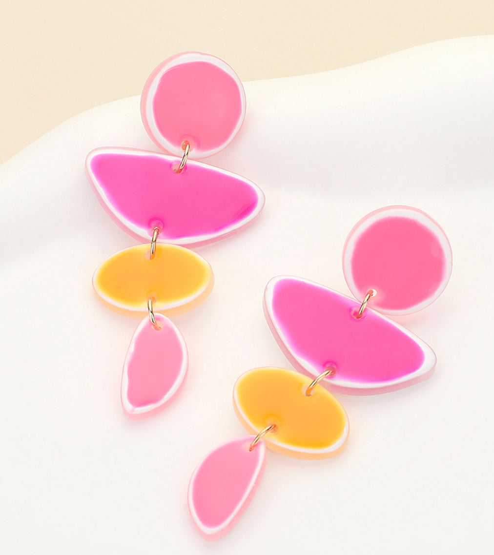 Resin Pebble Link Dangle Earrings