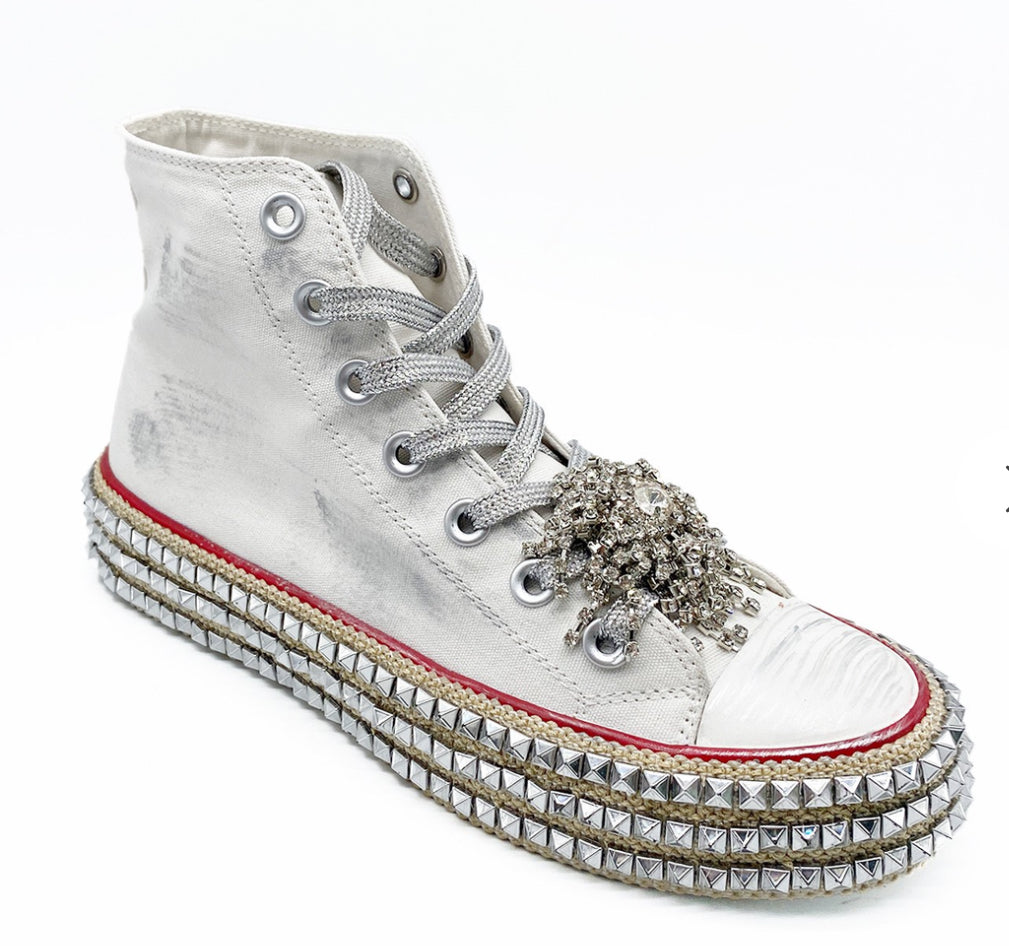 KANDI WHITE EMBELLISHED HIGH Sneaker