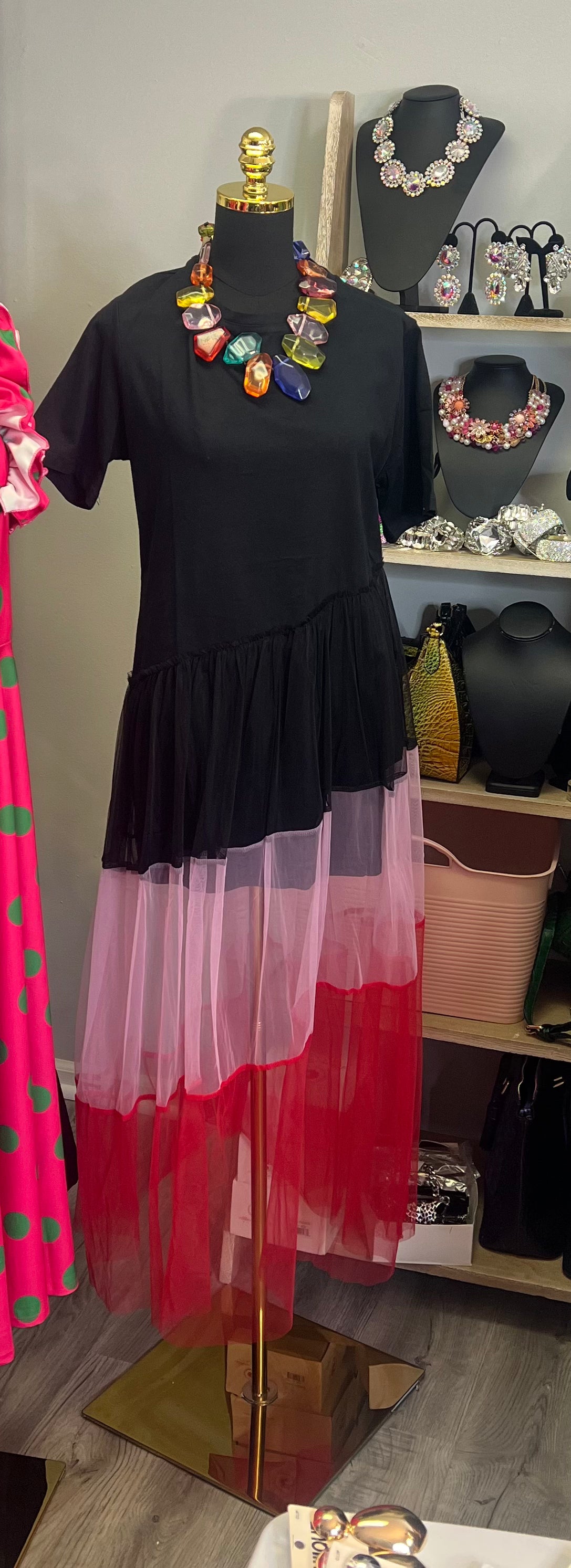Black TeeShirt Dress Tulle Bottom