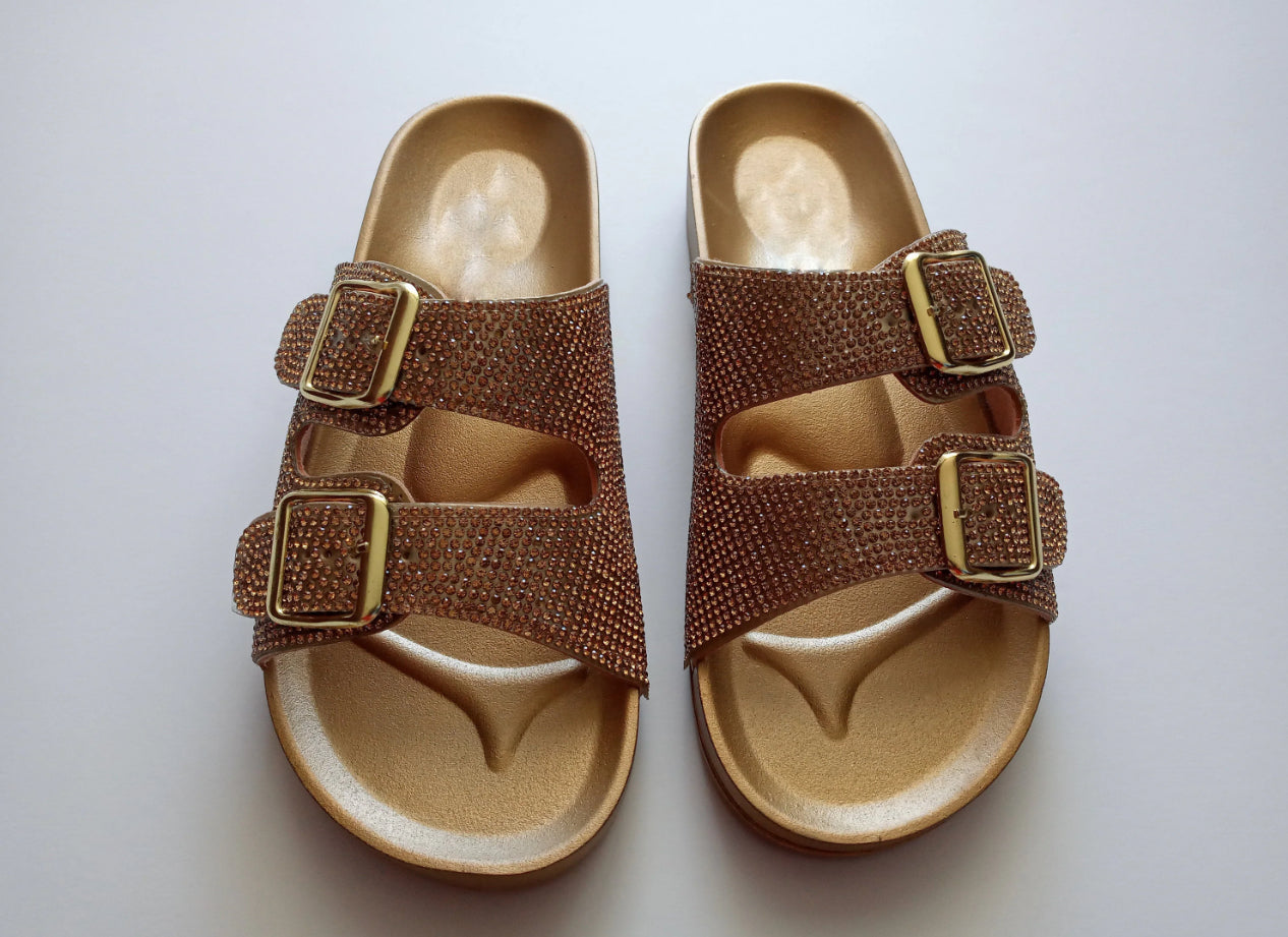 Gold Rhinestone Buckle slide _8