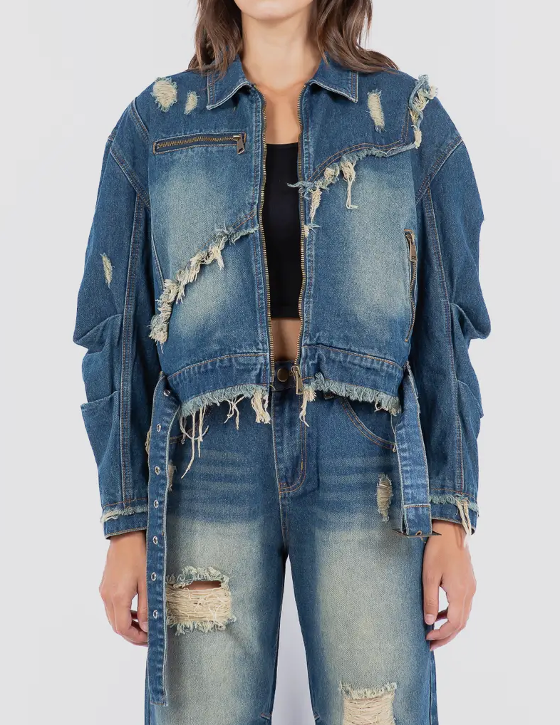 Daniel Relaxed Fit Frayed Denim Jacket