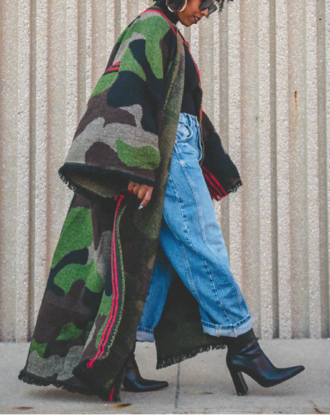 CAMO CHIC WOOL CARDIGAN DUSTER