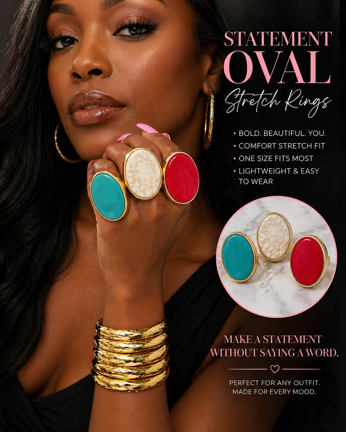 Statement Oval Shape Ring