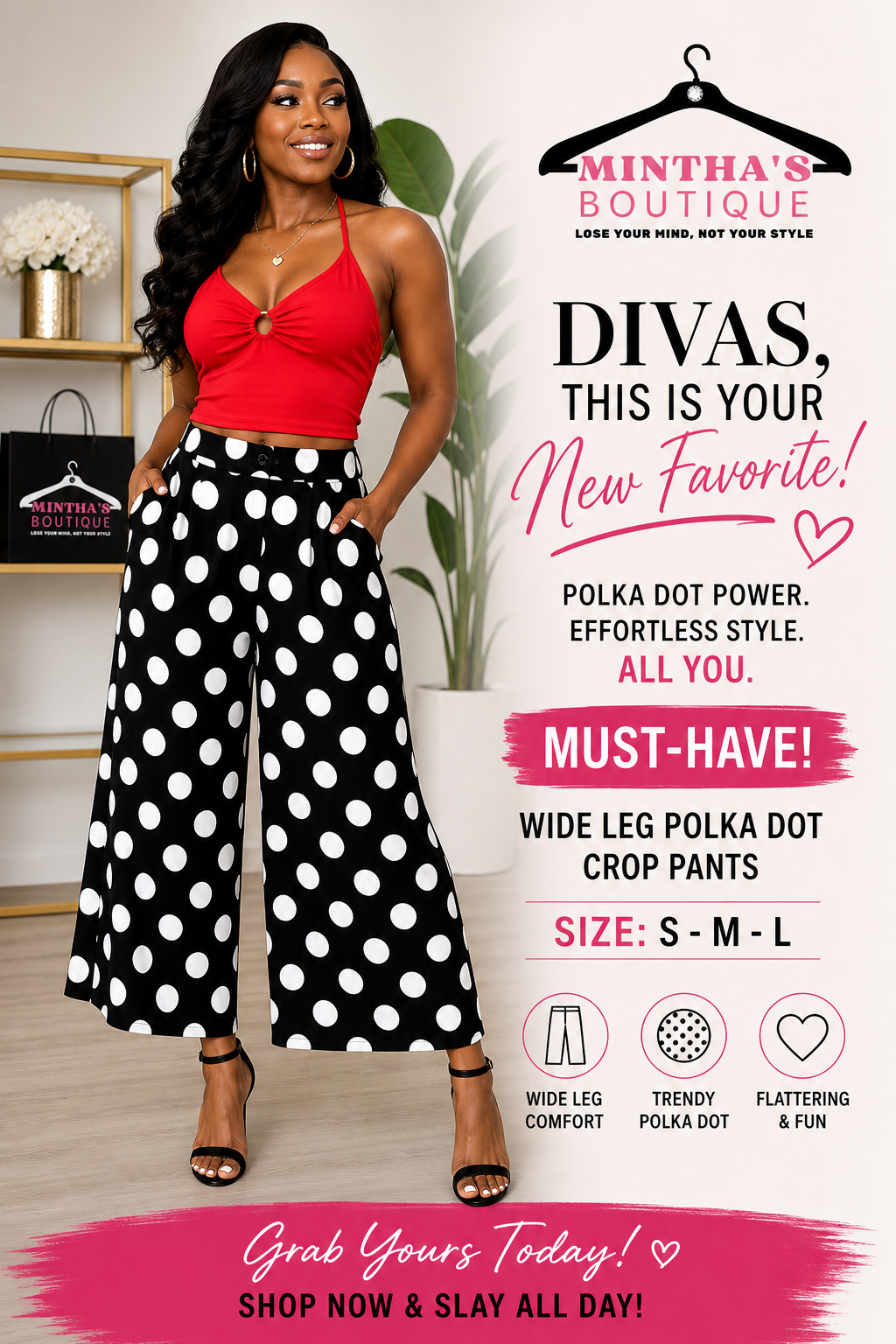 Polka Dot Cropped Pants