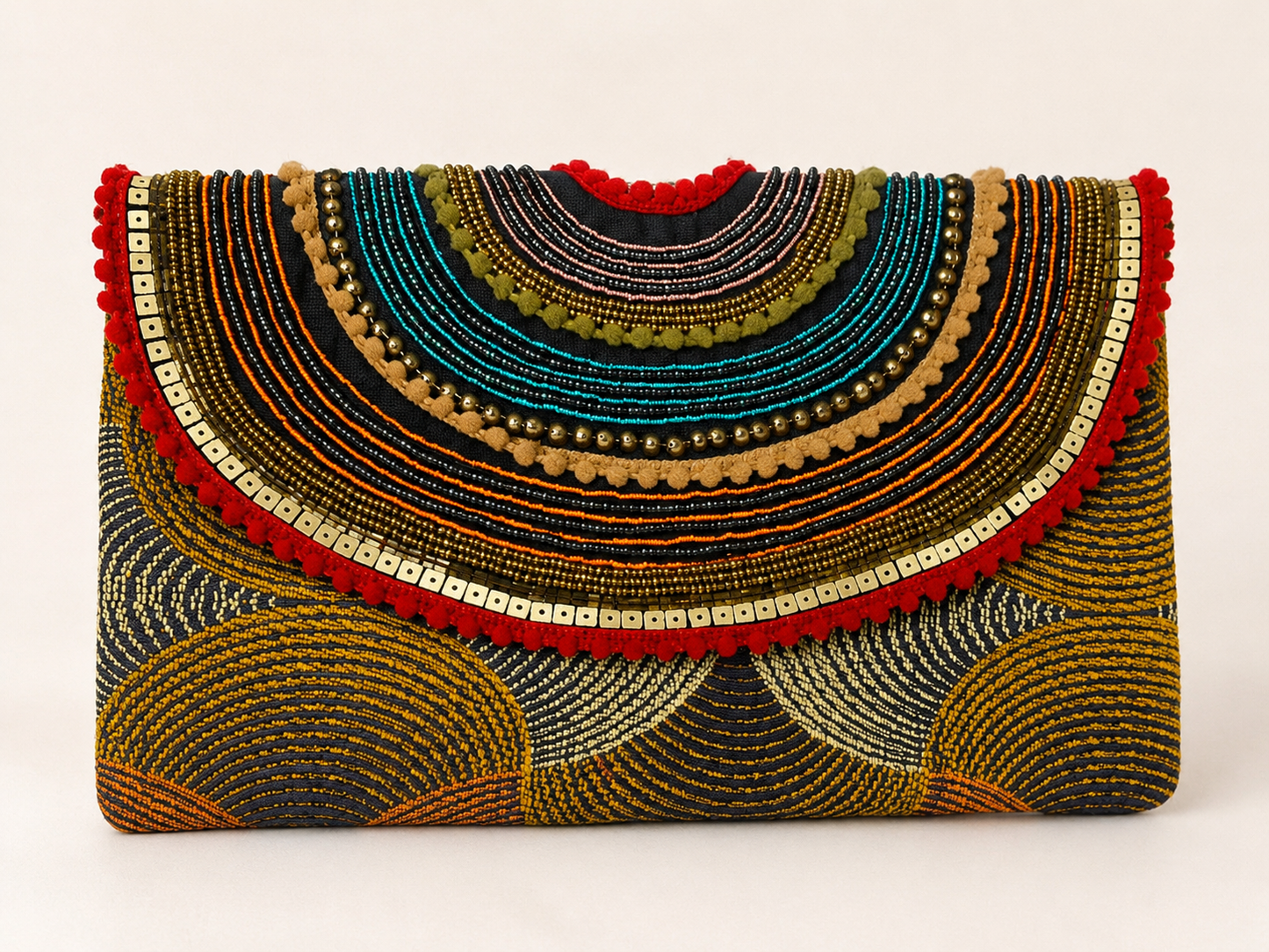 Multi Color Fabric Clutch Bag