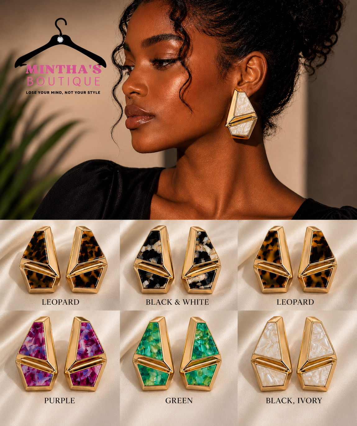 Geometric Marble Earrings