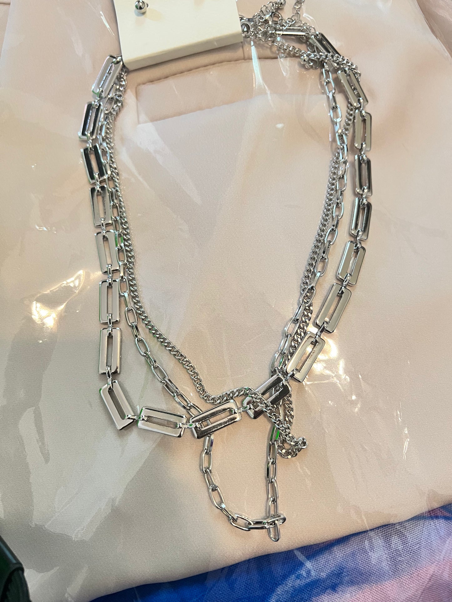 SILVER DOUBLE LINK CHAIN NECKLACE
