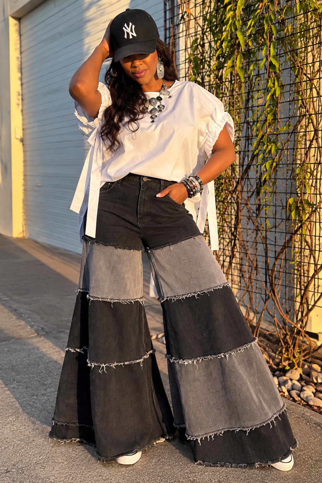 Torn Between Blues Color Block Jeans