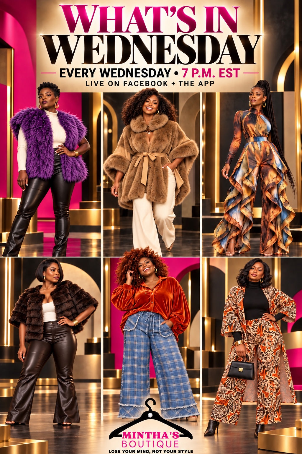 Join me every Wednesday at 7 p.m. EST, LIVE on Facebook and the Mintha’s Boutique app.
