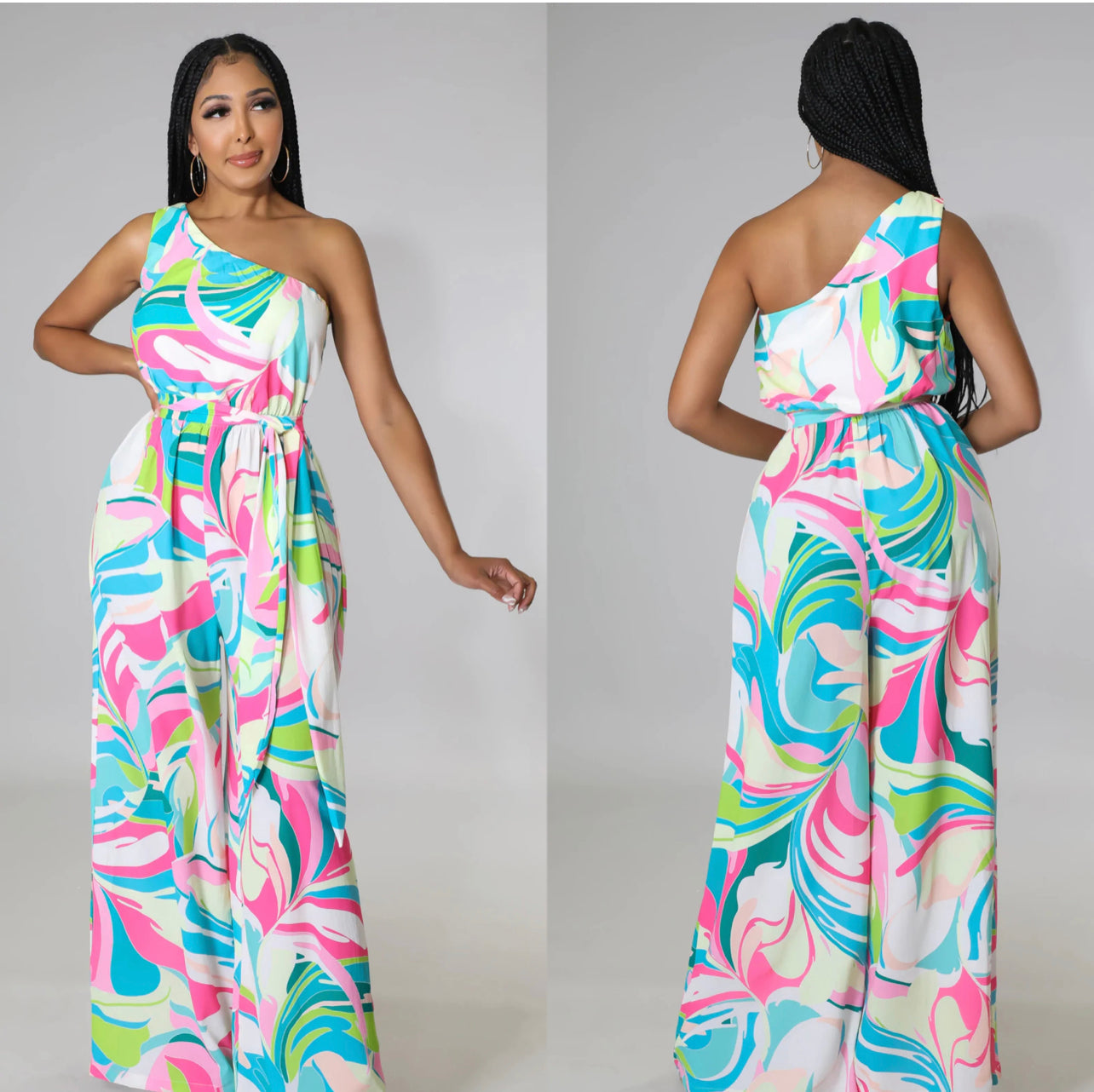 Tropical One Shoulder Jumpsuit