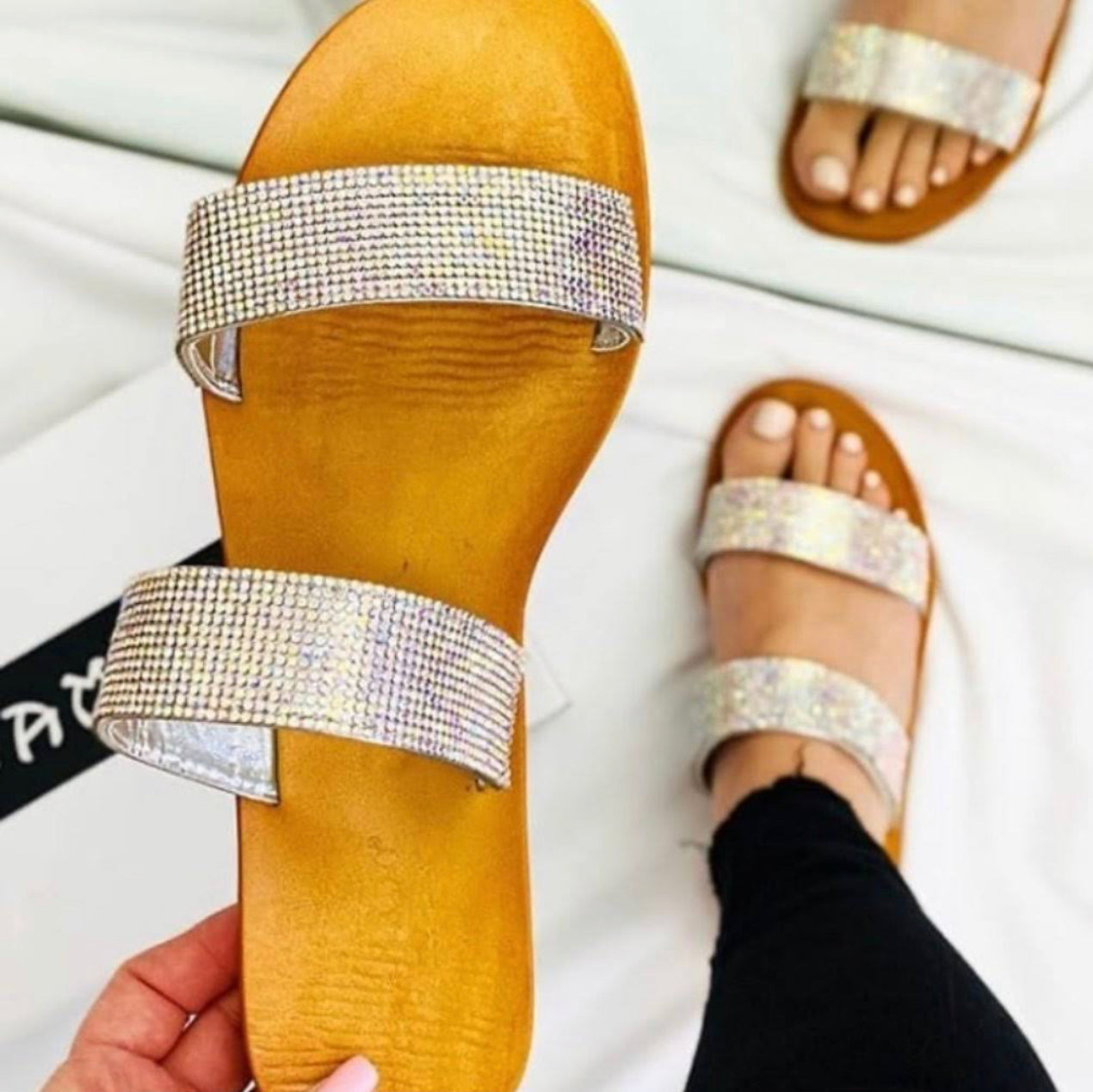 Two Strap AB Rhinestone Sandal _8.5