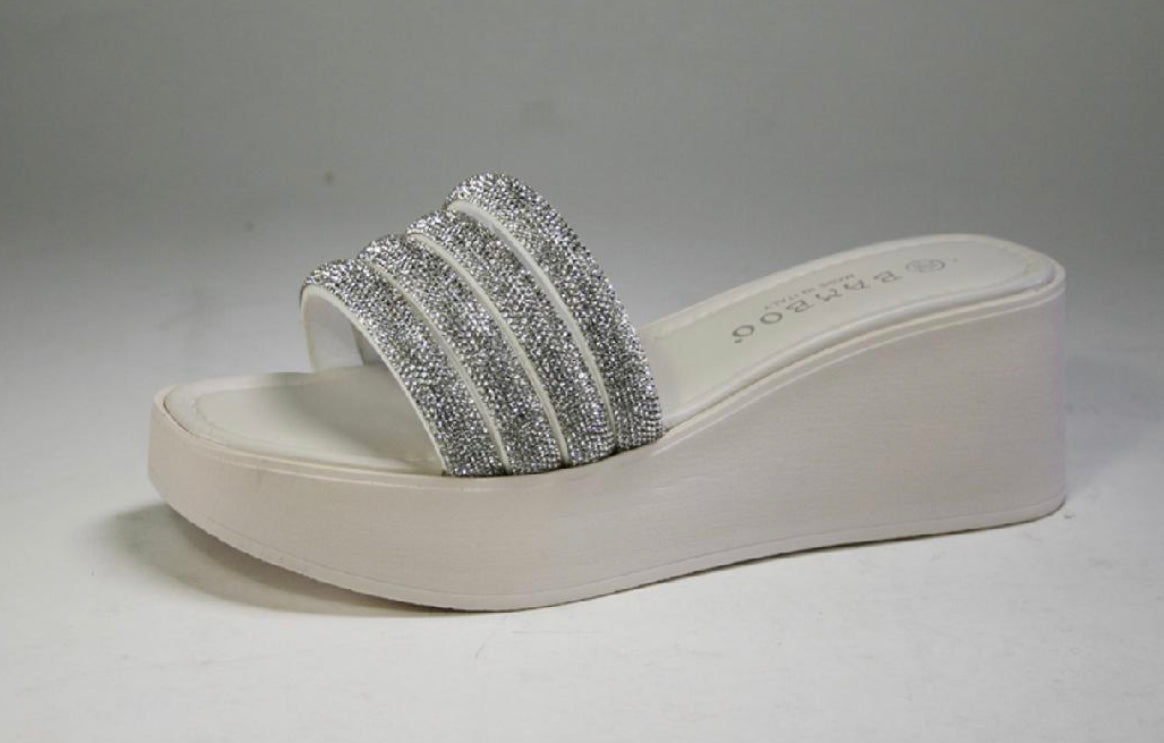 Ardene Beige Rhinestone Platform Slide