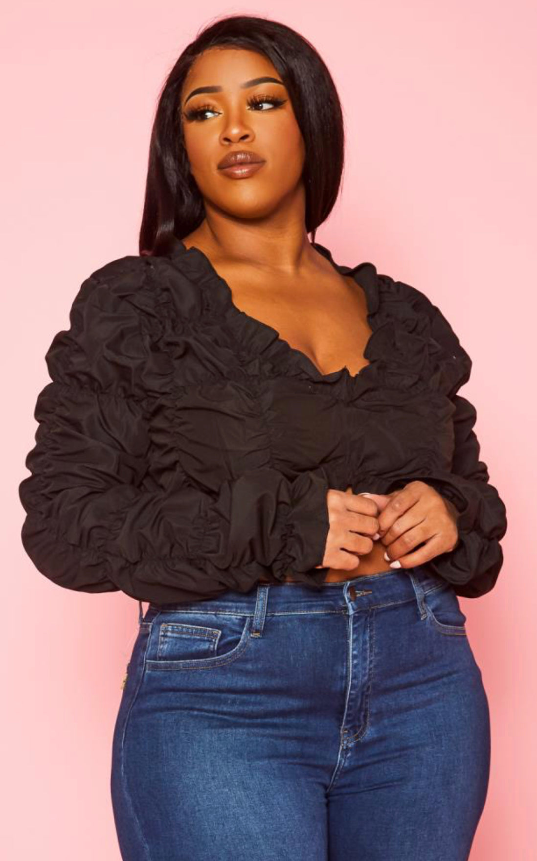 Katie Long Sleeve Crop Top_Orange