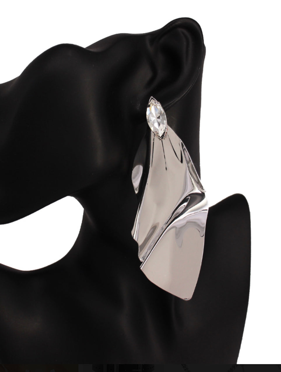 Silver Marquise Stone Metal Earrings
