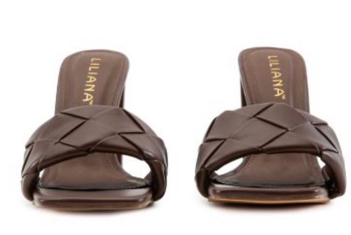 Brown Chunky Woven Mule Heel