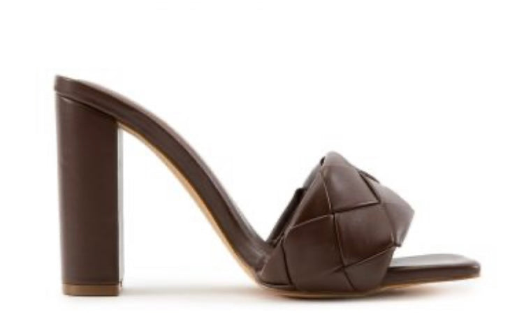 Brown Chunky Woven Mule Heel