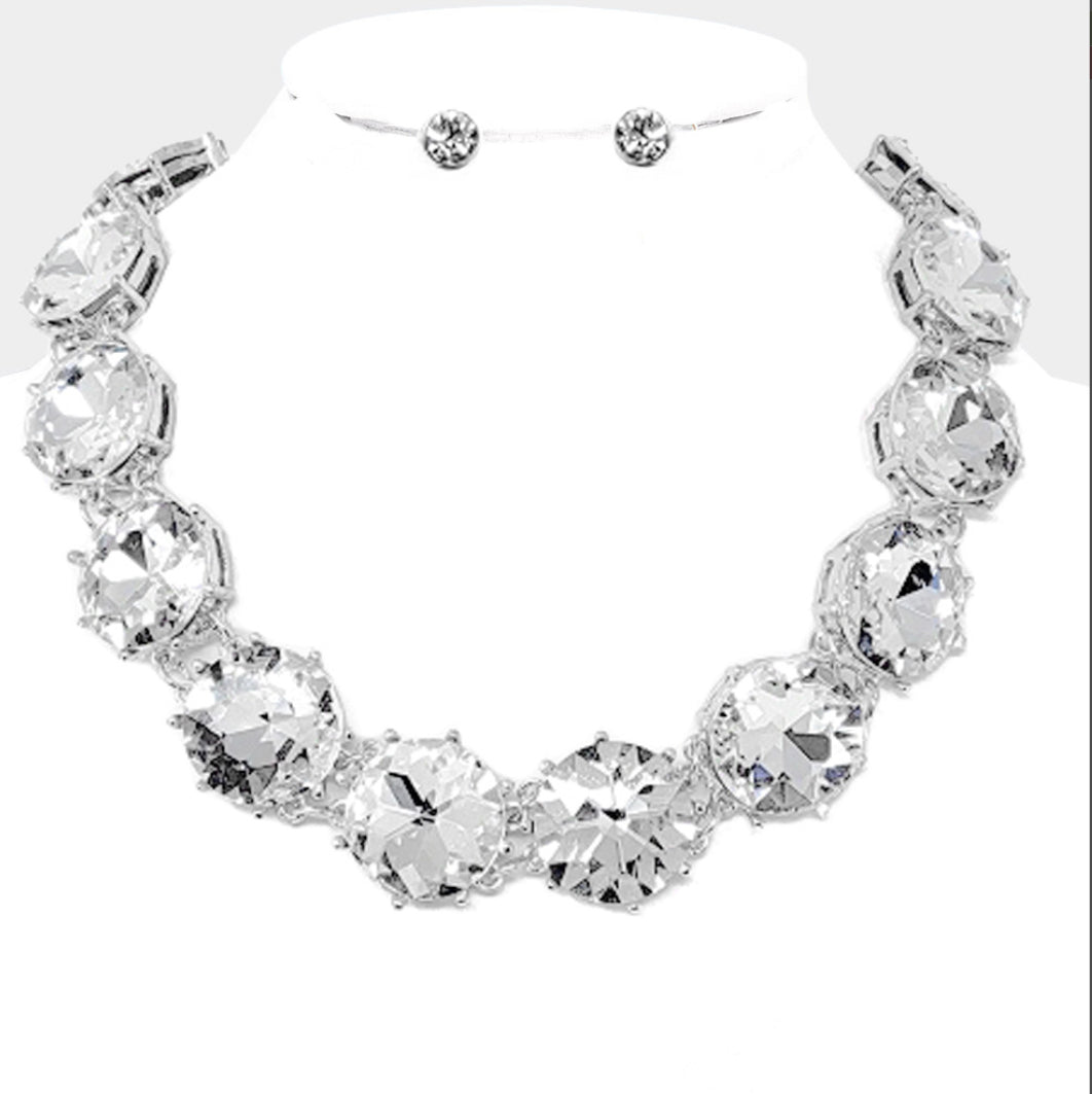 Round Stone Link Necklace