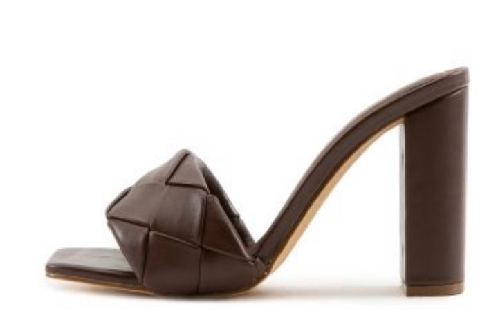 Brown Chunky Woven Mule Heel