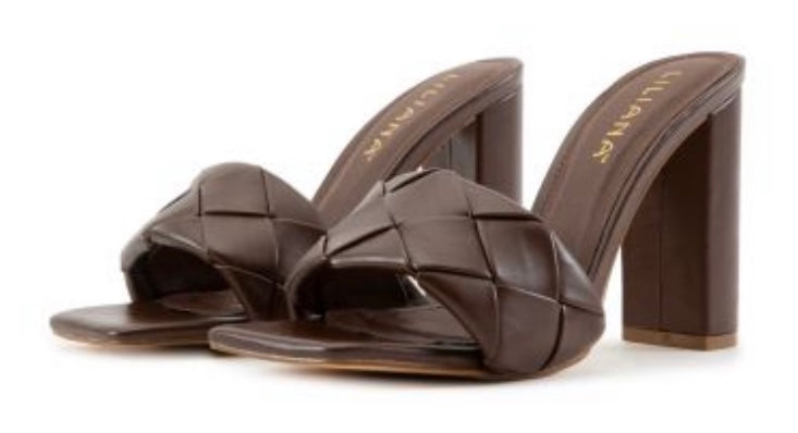 Brown Chunky Woven Mule Heel