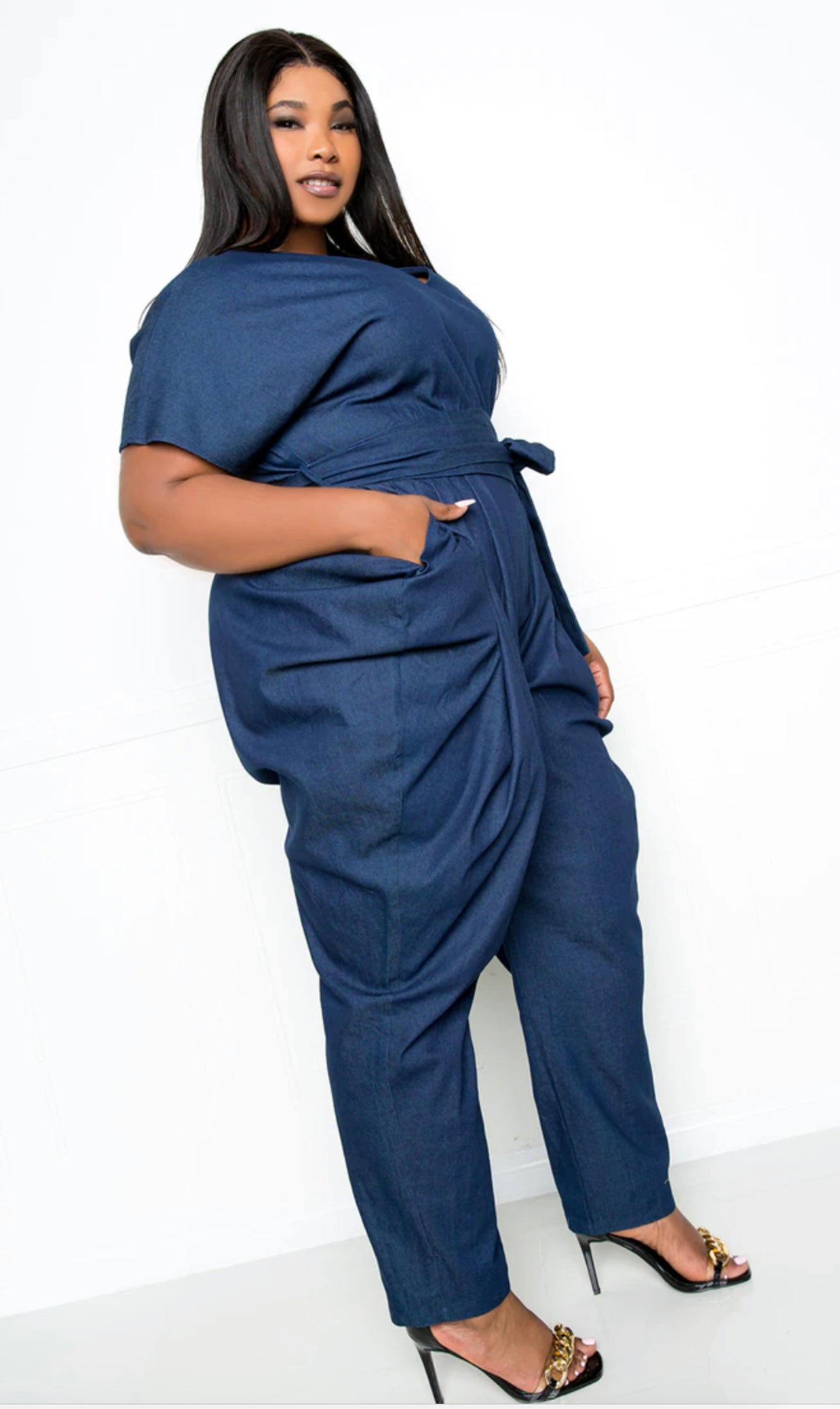 Omni-Tie Denim Jumpsuit