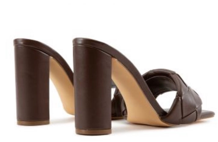 Brown Chunky Woven Mule Heel