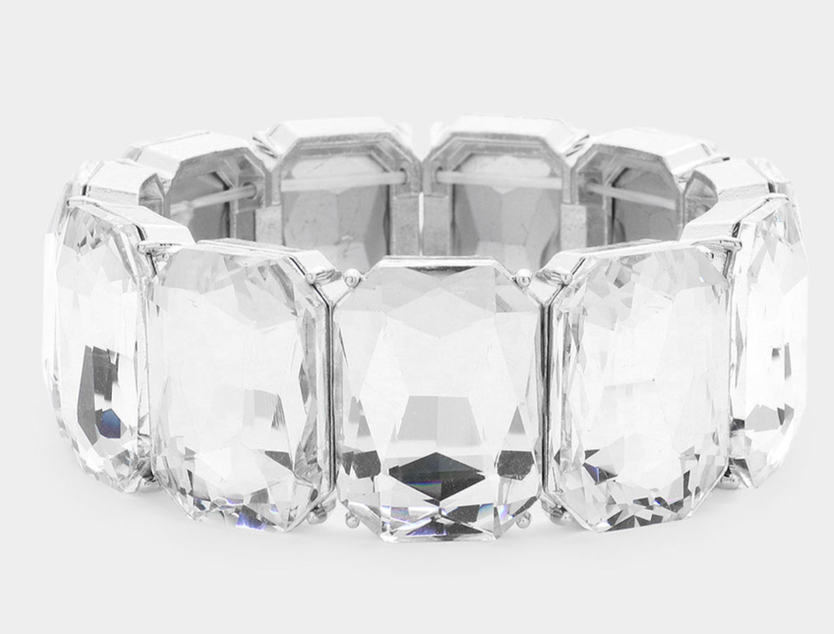 Emerald Cut Stone Stretch Bracelet