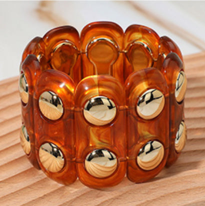 Color-Block Acrylic Stretch Cord Bracelet