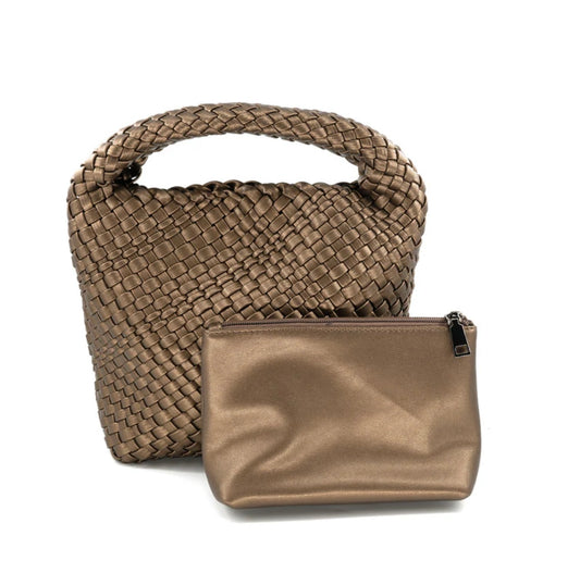 Wendy Mini Woven Hobo Purse_Bronze