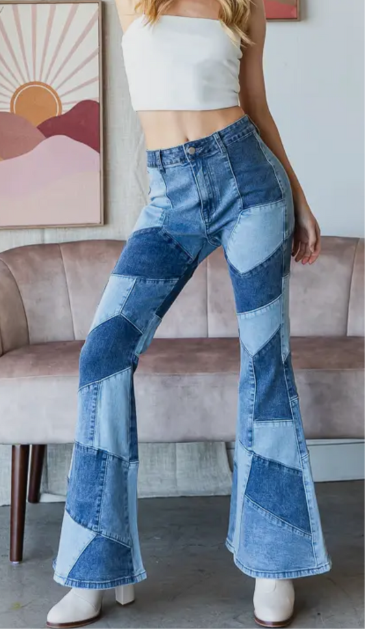 Believe The Hype High Rise Denim Flare Jeans