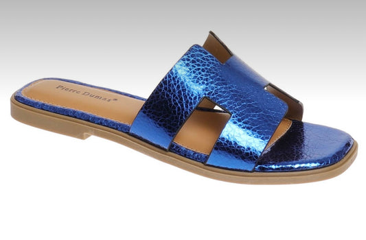 EMPRESS BLUE METALLIC SLIP ON SANDALS