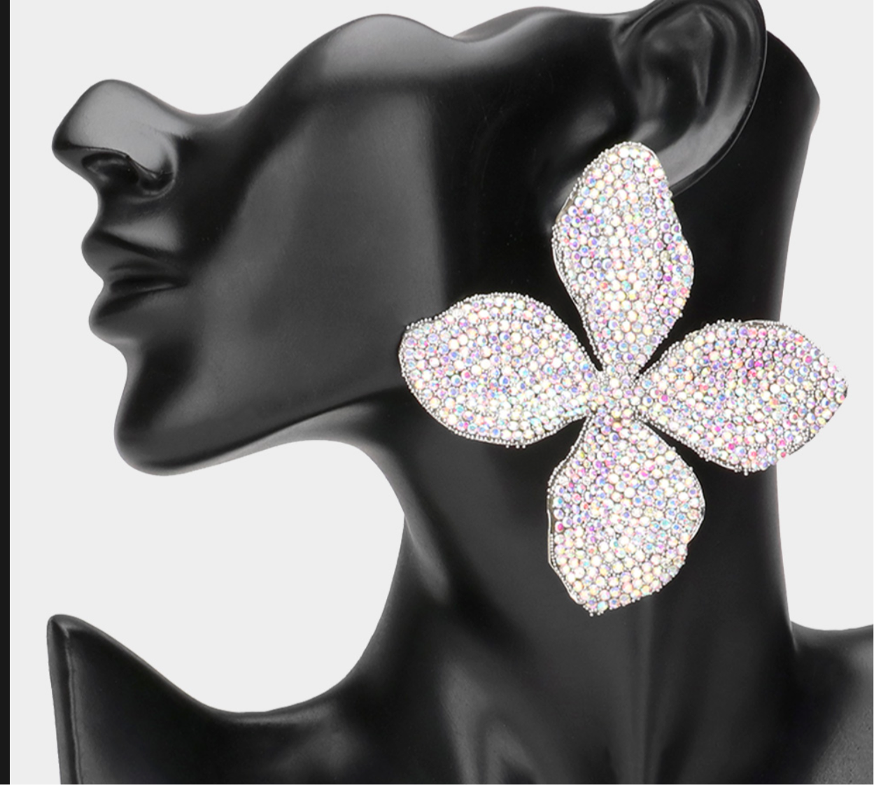 Oversized Bling Studded Flower Earrings