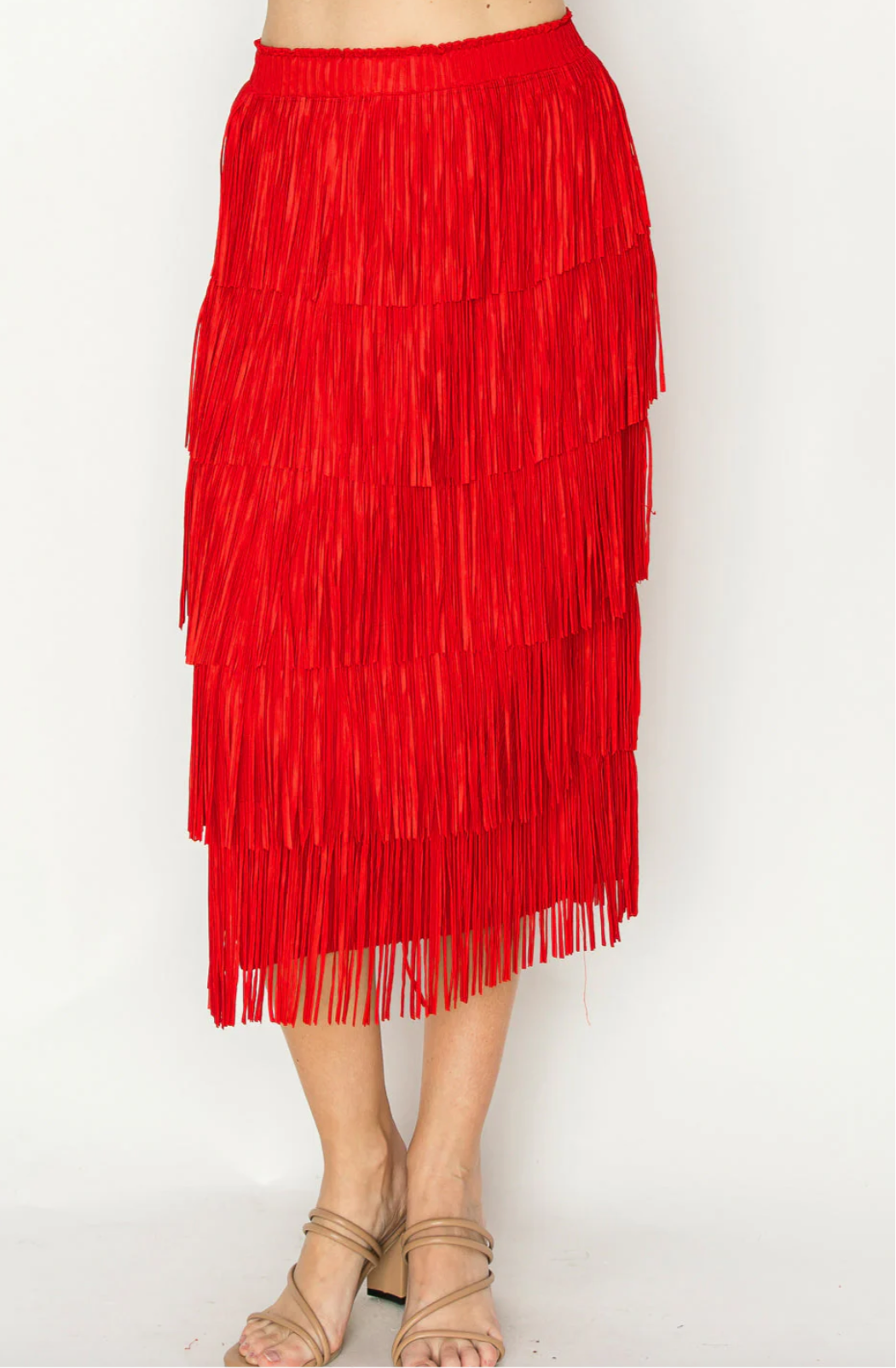 Jayleen Red Fringe Skirt