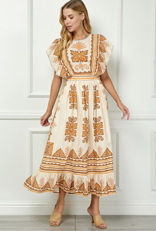 Lotus Flower Midi Dress
