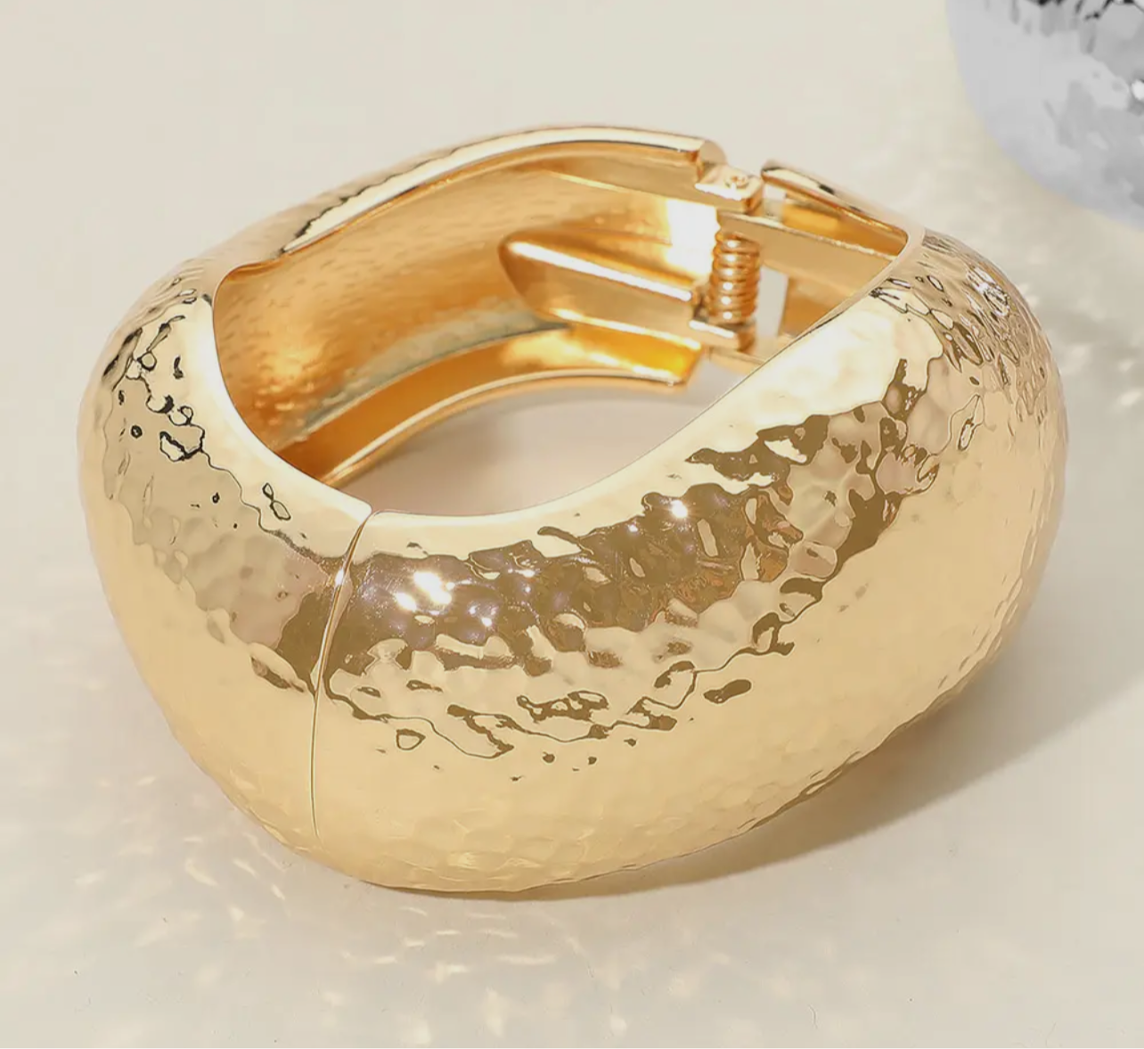 Chunky Metal Wavy Hinged Bracelet