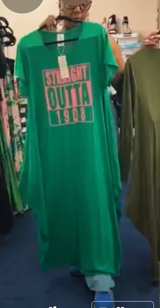 Straight Outta 1908 Pink & Green MAXI DRESS