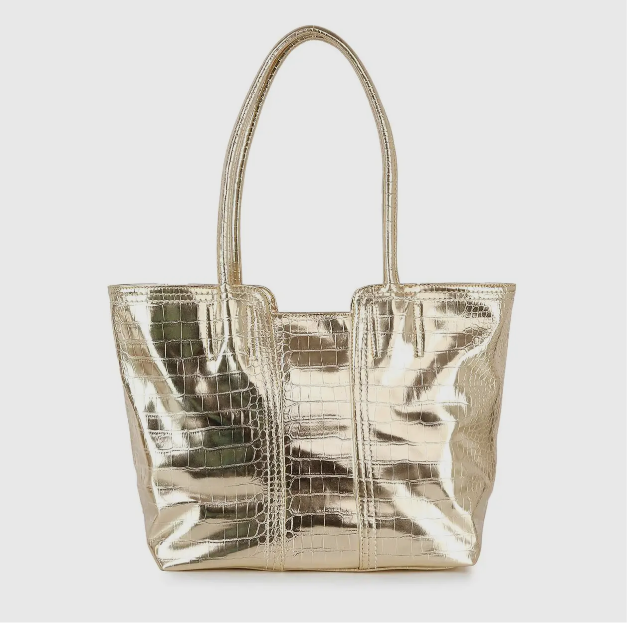 Gold Studded Embossed Tote Handbag