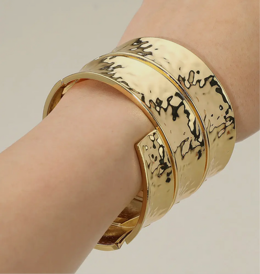 Bold Hinged Texture Bracelet