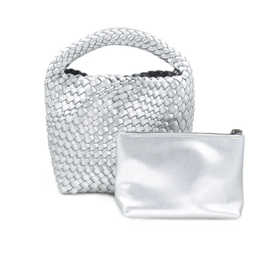 Wendy Mini Woven Hobo Purse_Silver