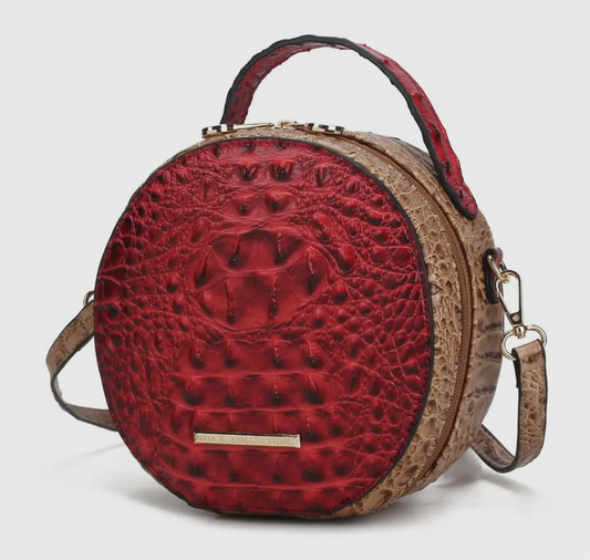 Croc-Embossed Round Crossbody Bag by Mia K.