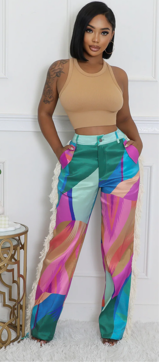 Sassy Colorful Fringe  Pants