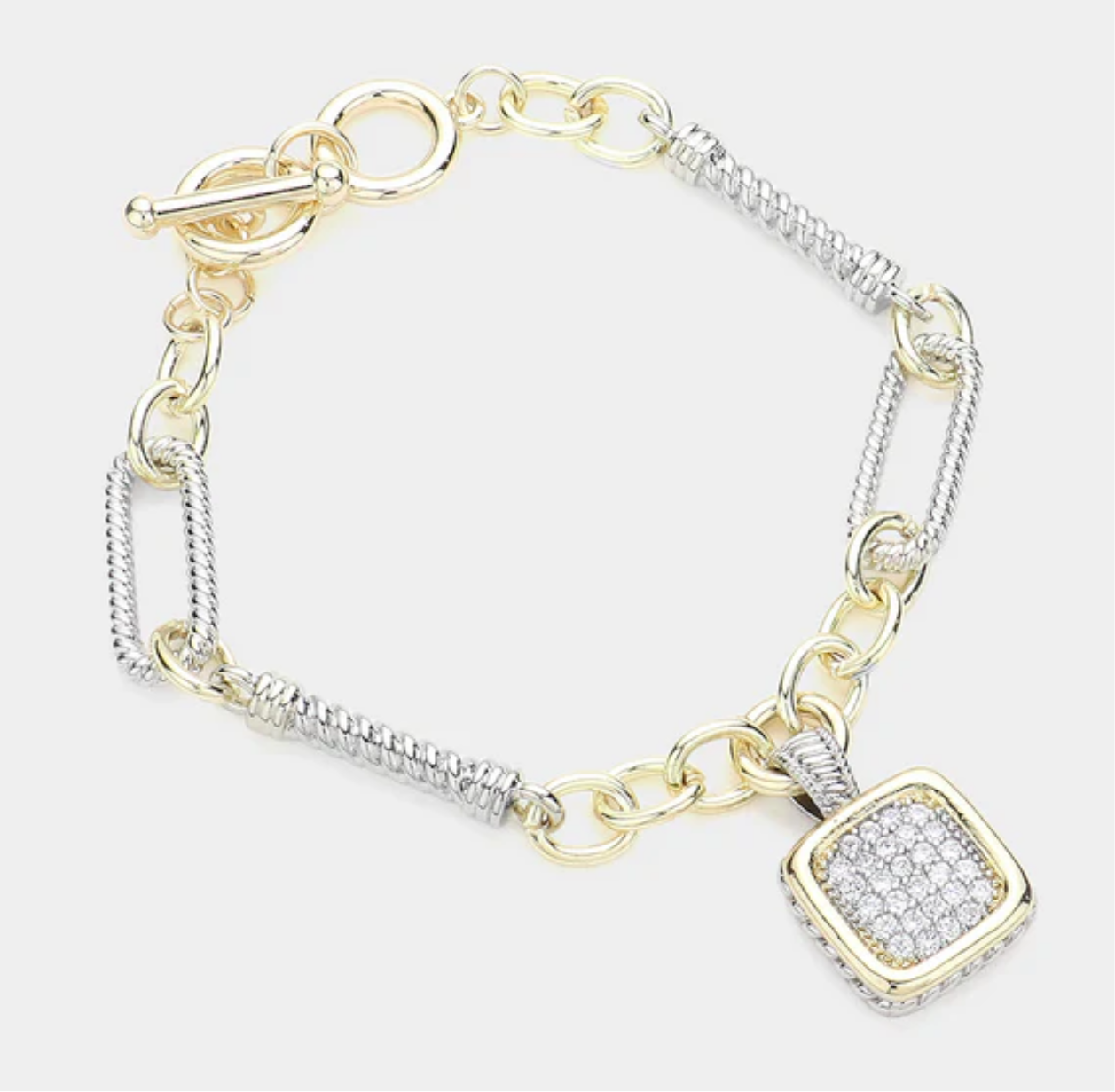 14K GOLD PLATED BRACELET CLEAR CZ STONES