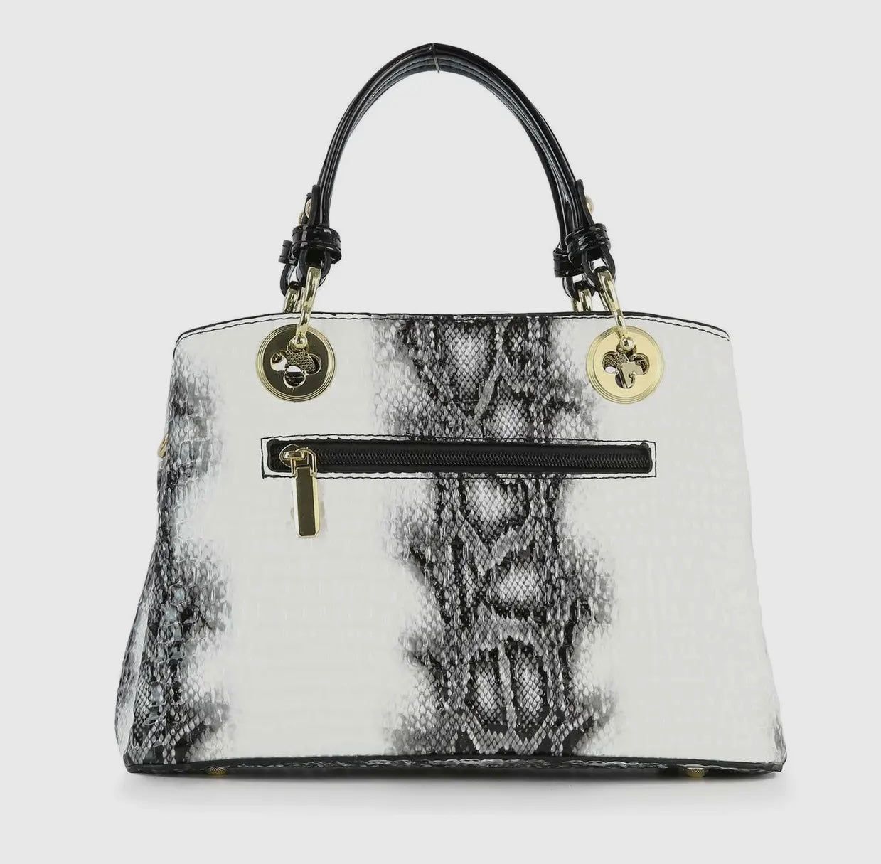 Snake Embossed Tote Bag Set_White