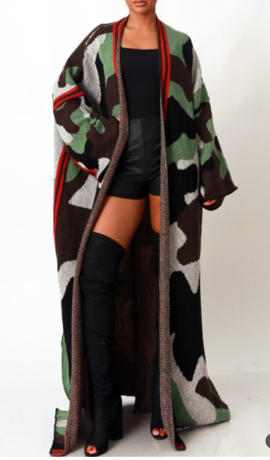 CAMO CHIC WOOL CARDIGAN DUSTER