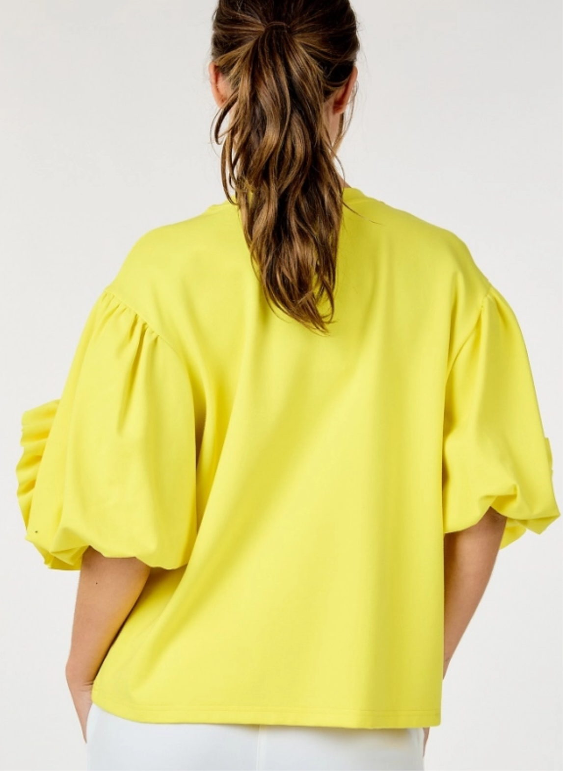 Lemon Detail Puff Sleeve Top