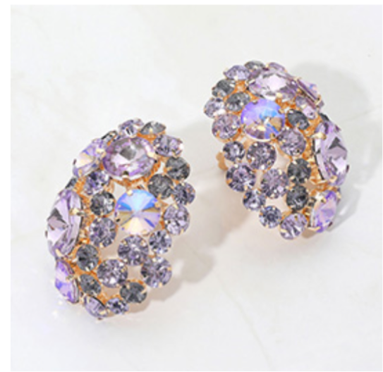 Oversized Rhinestone Cluster Clip On Earrings