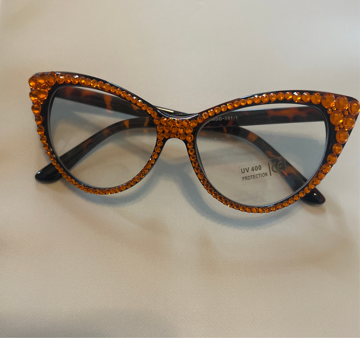 Celebrity Rhinestone Cat Clear Lens _Orange