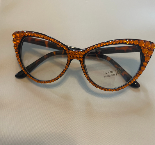 Celebrity Rhinestone Cat Clear Lens _Orange