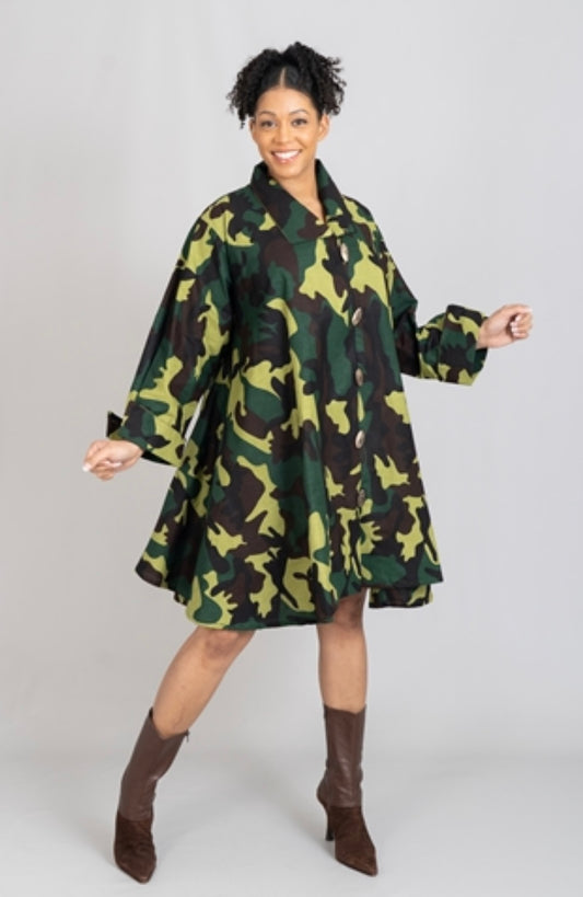 Dazzling Camo Midi Dress/Jacket